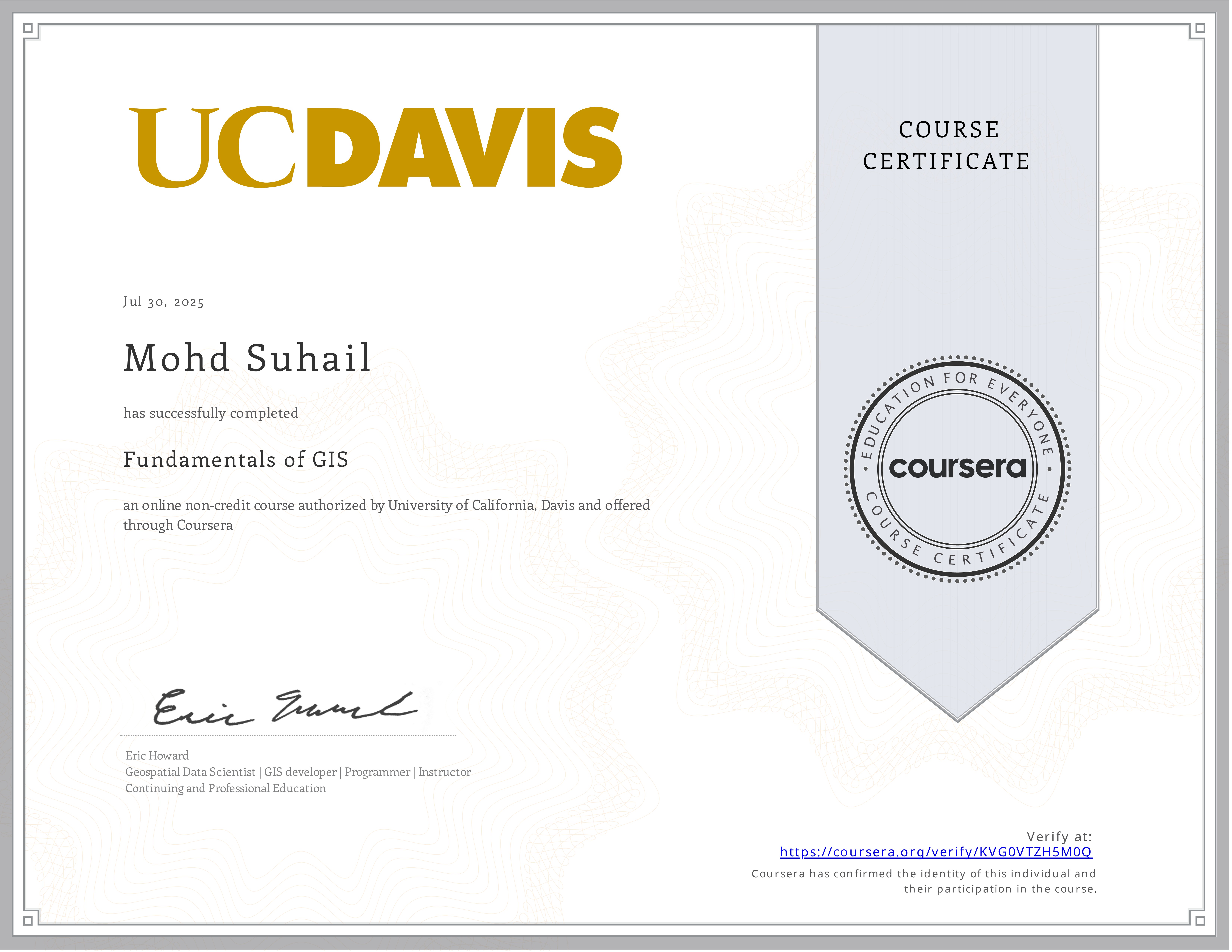 UC Davis GIS Certificate
