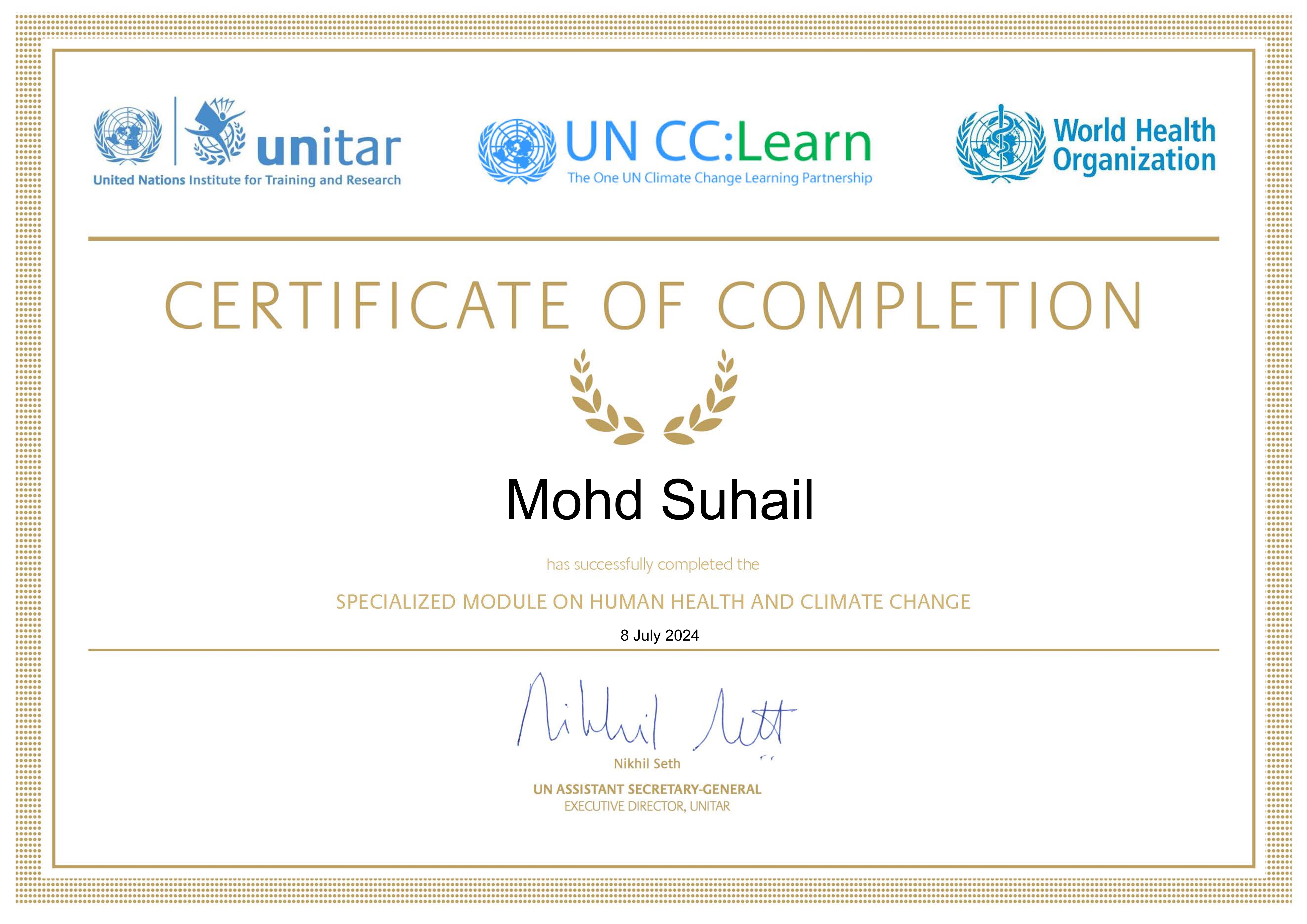 UNITAR Certificate